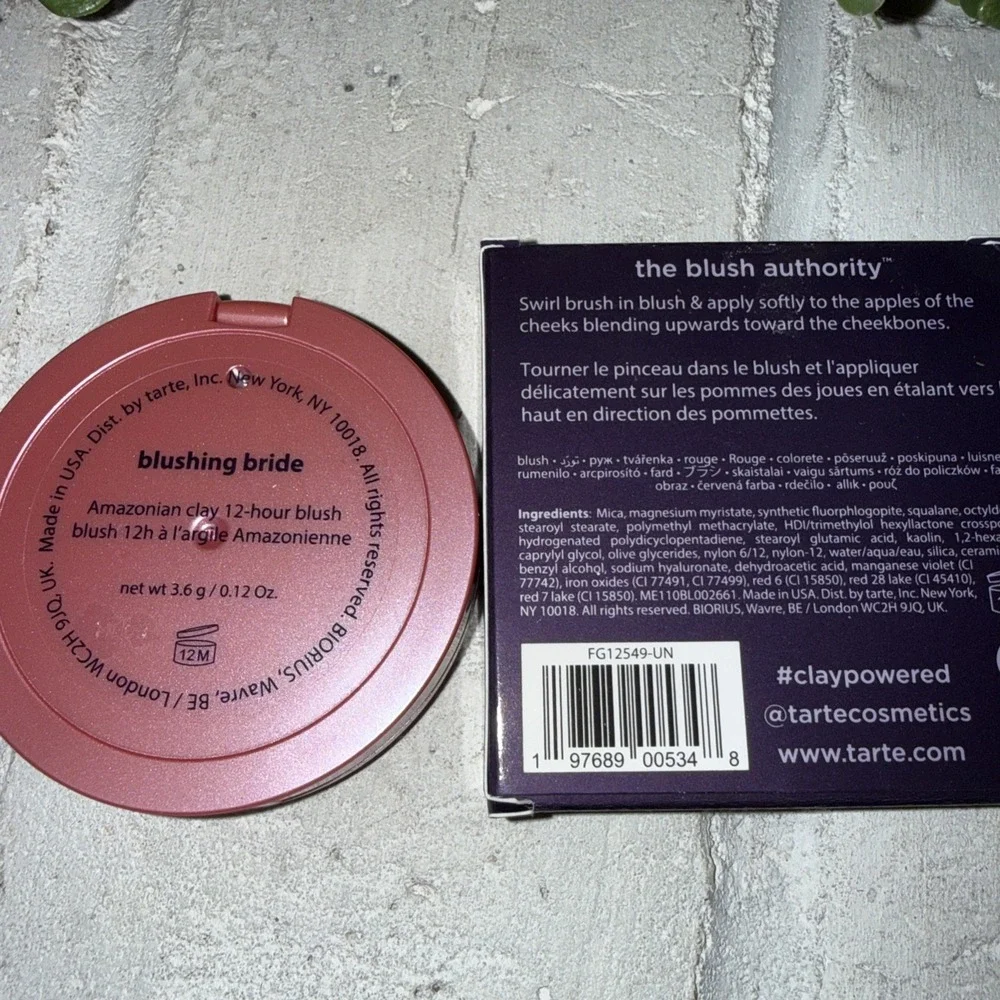 Tarte Amazonian Clay 12 Hour Blush Color Blushing Bride Compact 0.12 Oz. New